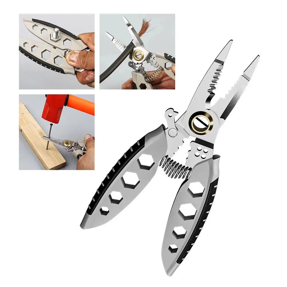 7 Inch Multipurpose Wire Stripper Professional Tool Electrician Crimpe Pliers For Wire Stripping Cable Cutters Hand Tool 16 In 1