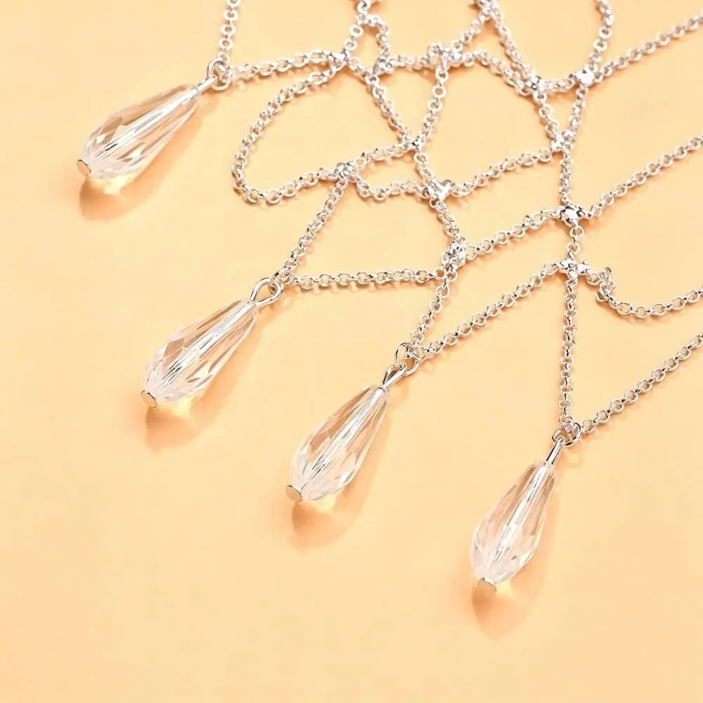 Crystal Tassel Rhinestone Headpiece Hair Headpiece Beaded Mesh Chain Headpiece Draped Design Crystal Hair Jewelry