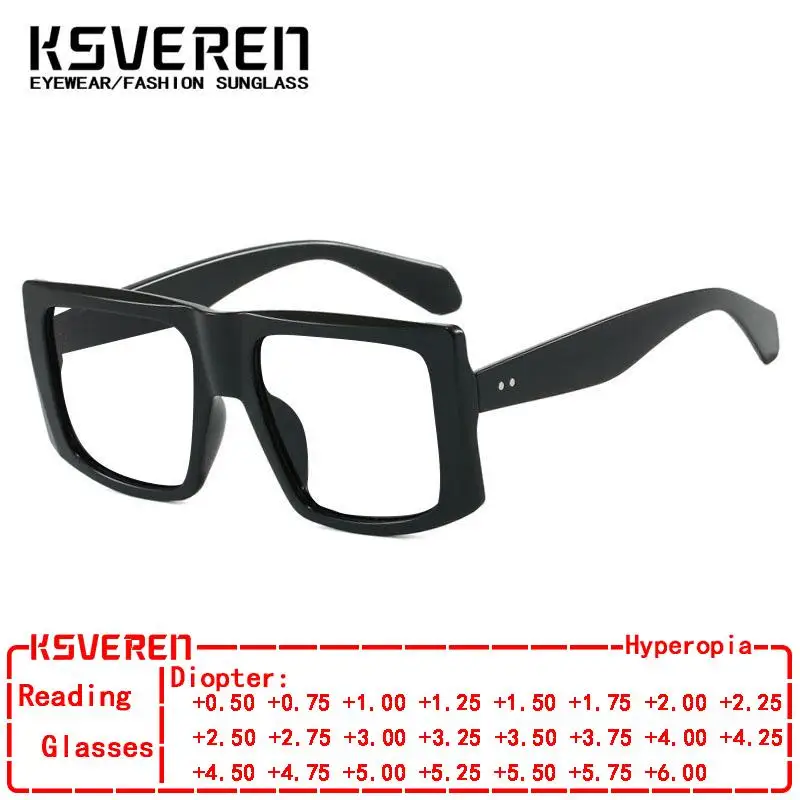 

KSVEREN Women Vintage Square Anti Blue Light Reading Glasses Presbyopic Eyewear Optical Glasses Frame Prescription Glasses