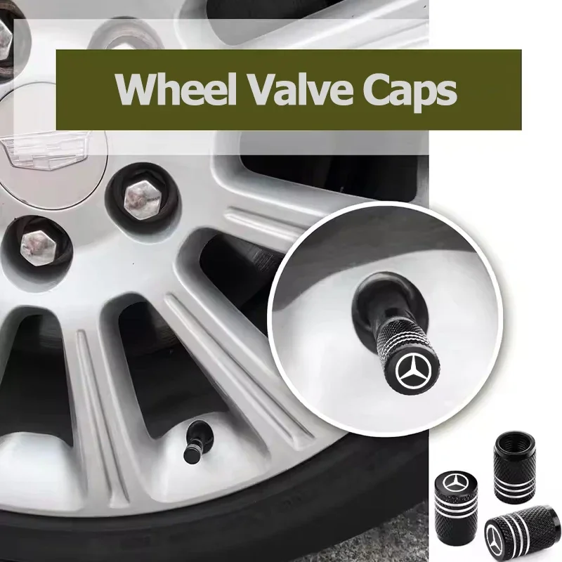 Car Wheel Stem Covers for Mercedes benz CLA CLK CLS W210 W211 W124 W168 W176 W203 W204 W212 GLA GLC GL Tire Rim Valve Cap