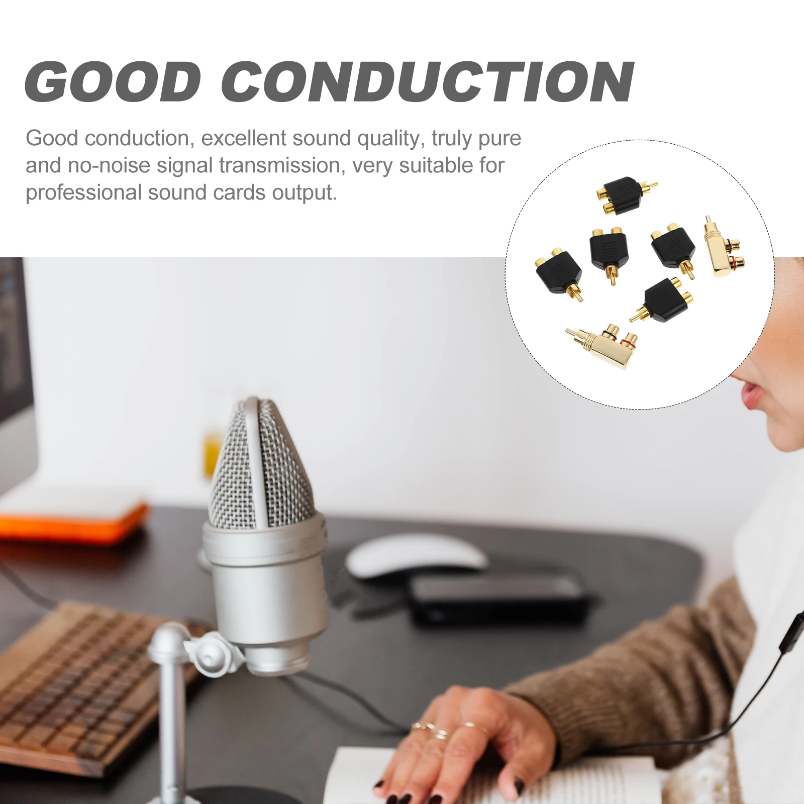 

7pcs Adapter Alloy Male 90Degree Audio Splitter Connector Copper Splitter Plug Durability Professional Sound Output