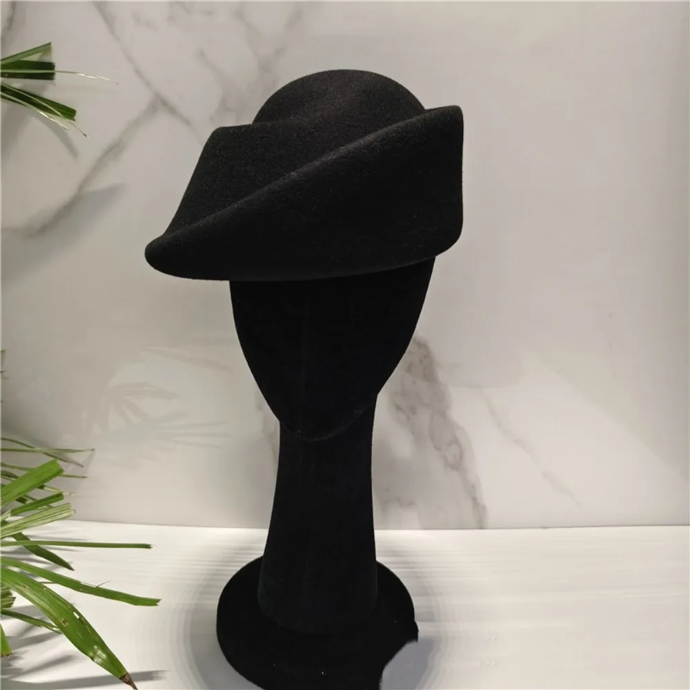 Fashion Hepburn Style Wool Pillbox Hat Fedoras Elegant Fedora Hat Solid Color Air Hostess Woolen Top Hat Cocktail Event