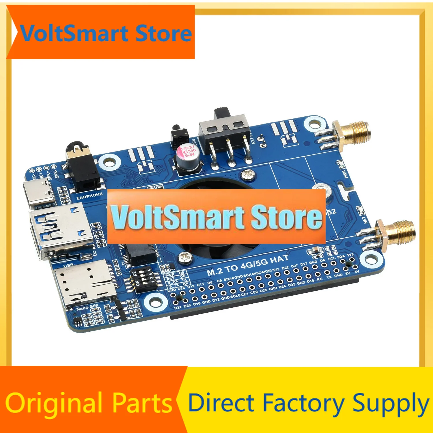 VoltS4G LTE GPS HAT Cooling Fan Expansion Board For IoT Projects RasPi RPI Raspberry Pi 3 4 Model B 4B 5 Breakout Shield Starter