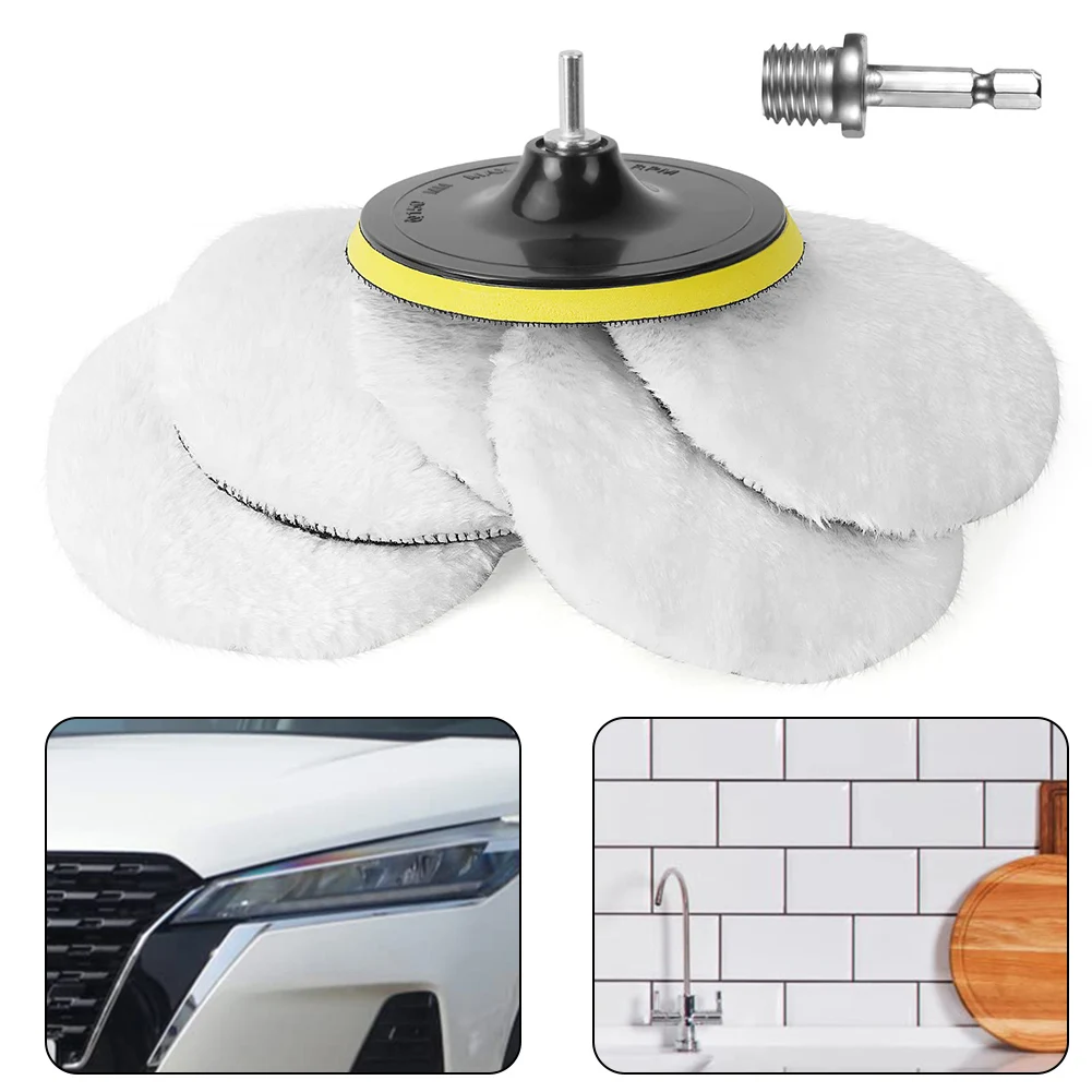 8x Buffing Polishing Pads Accessories Car Polisher Pad Drill Adapter Full Protection Set Wool Wheel Mop High Quality