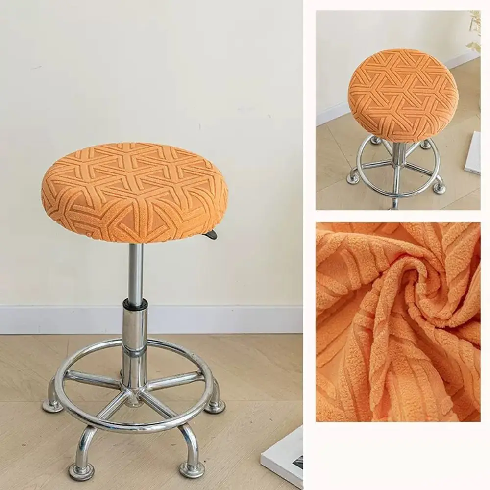 New Elastic Bar Round Stool Cover Stretchable Thickened Round Chair Cover Solid Color Dustproof Stool Cushion Cover