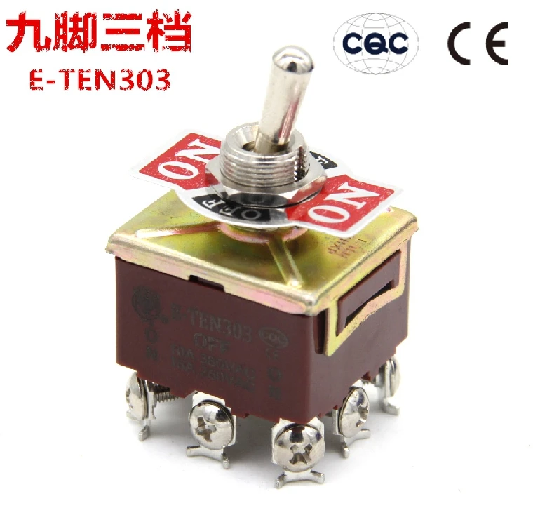 12MM E-TEN303 9 pins 3 position double-throw toggle switch