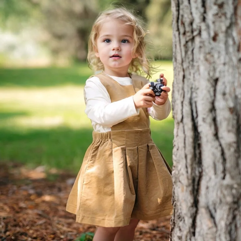 

Autumn new girls' sleeveless vest dress, corduroy pleated skirt, princess dress, birthday gift