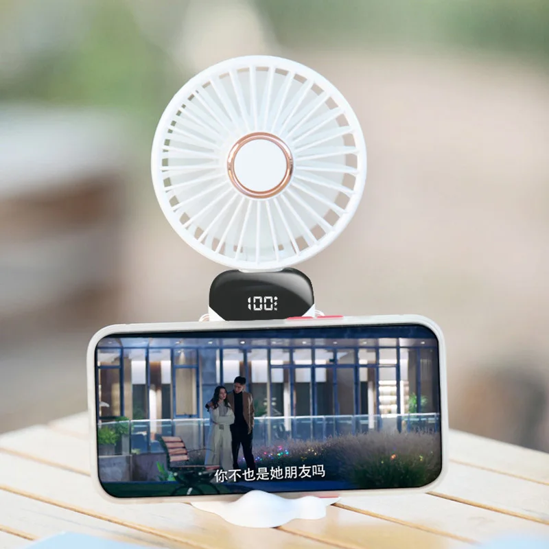 Handheld Fan USB Rechargeable Portable 5 Speeds Foldable Digital Displays Mini Personal Fan Small Cooling Desk For Home Office