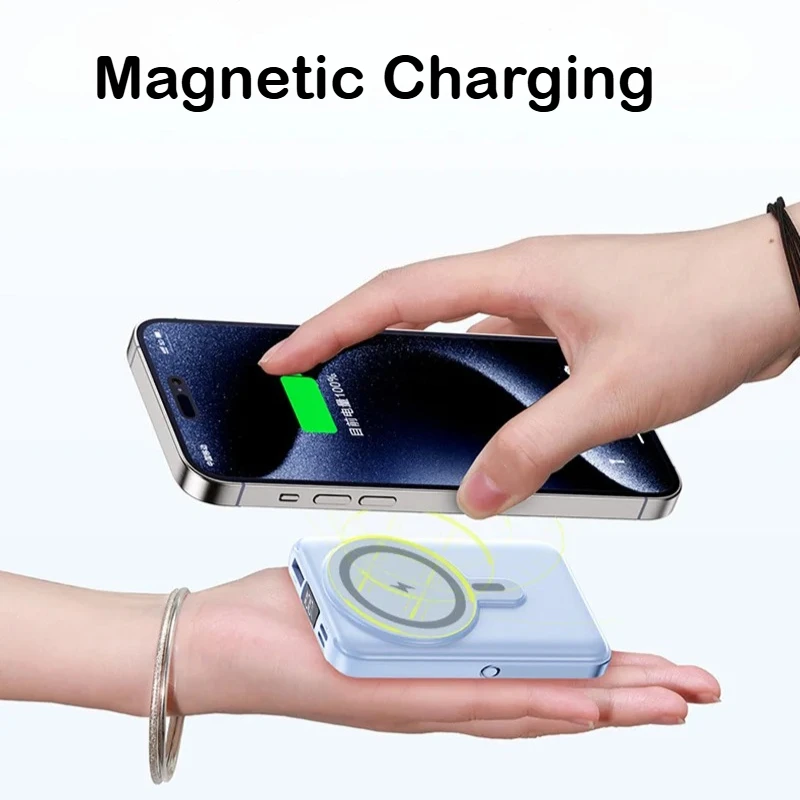 20000mAh Power Bank Magnetic Wireless Fast Charging External Battery Built-in Cable Portable Power Bank for MagSafe for Phone