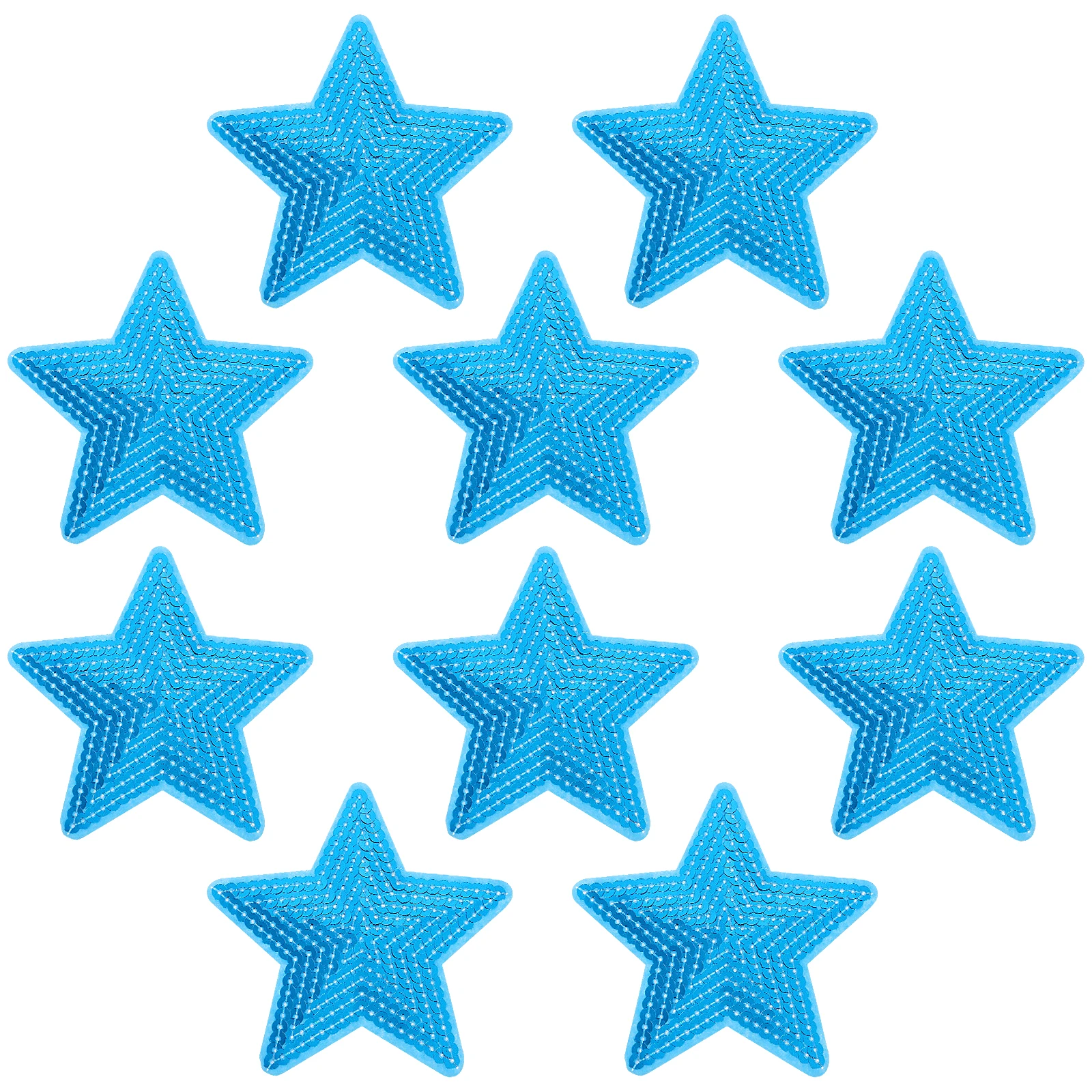 Parche de estrella de cinco puntas con lentejuelas, lentejuelas azules, parches bordados para ropa, manualidades, apliques de costura, proyectos de arreglar ropa, 10 Uds.