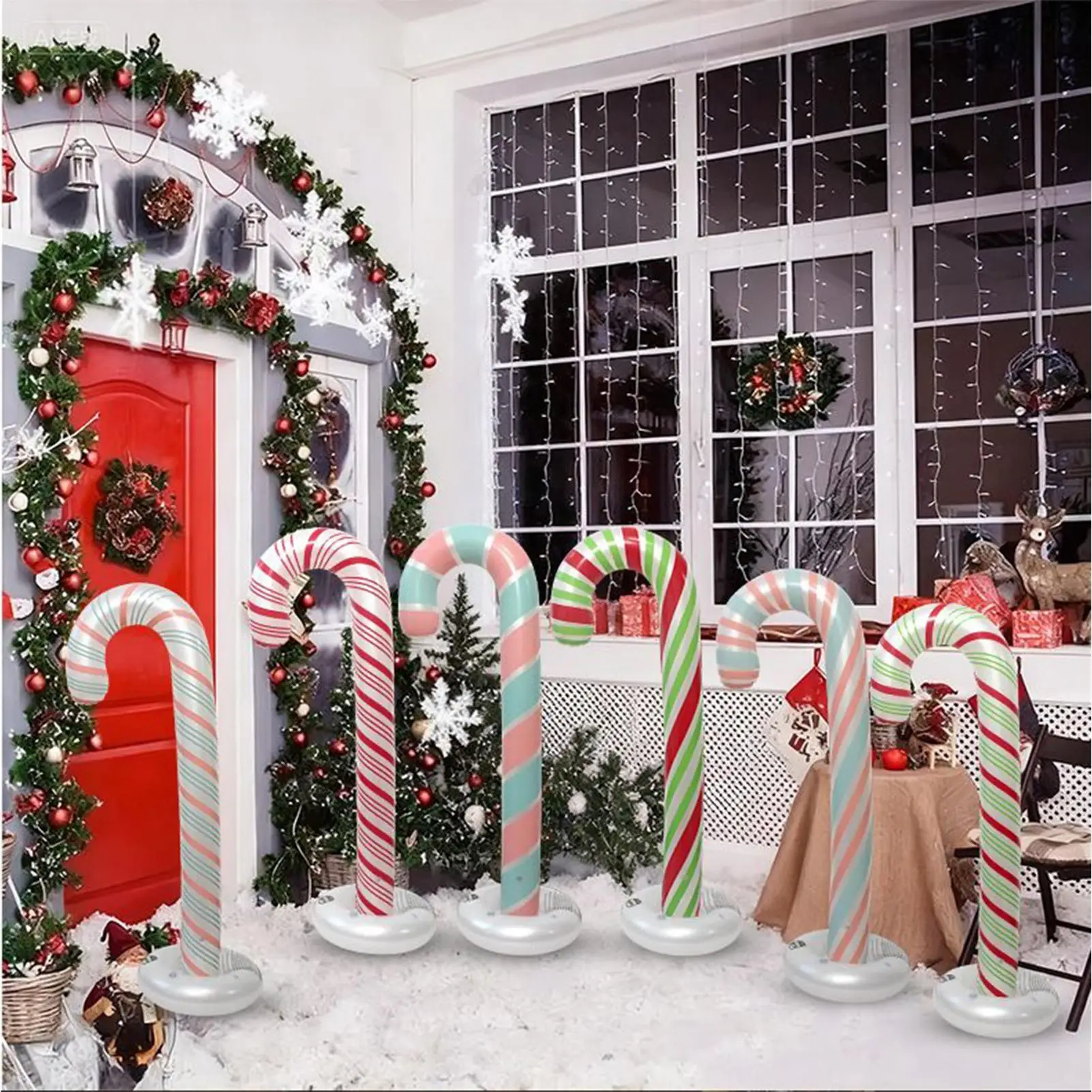 

Christmas Inflatables 4.26ft Candy Cane Ornament 6 Pieces Inflatable Candy Canes With Water Fillable Base For Indoor Holiday