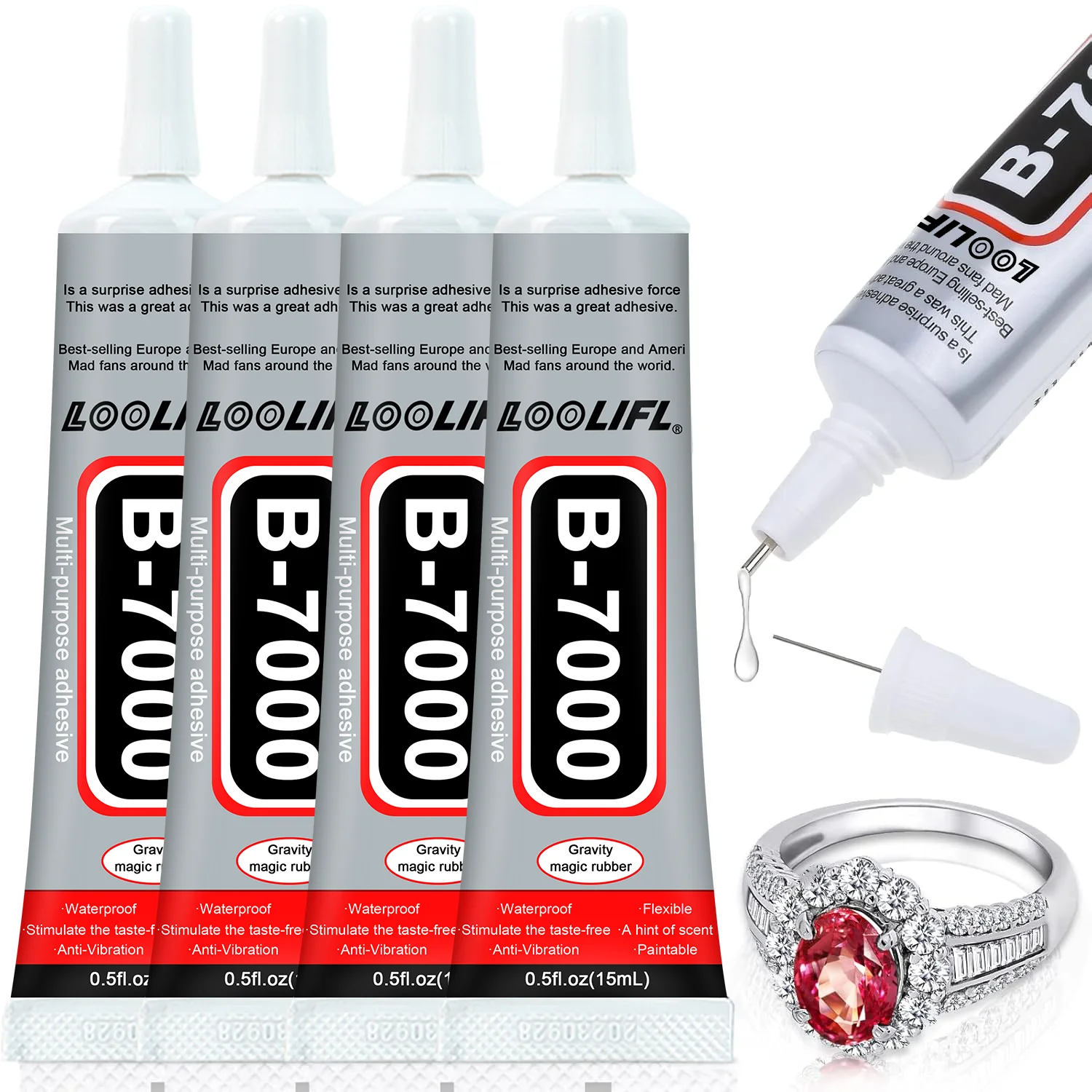 B-7000 Rhinestone Crafts, Transparent Adhesive for Jewelry, Clothing and Shoes, Fabrics, Mobile Phone Screen Repair, Glass Glue