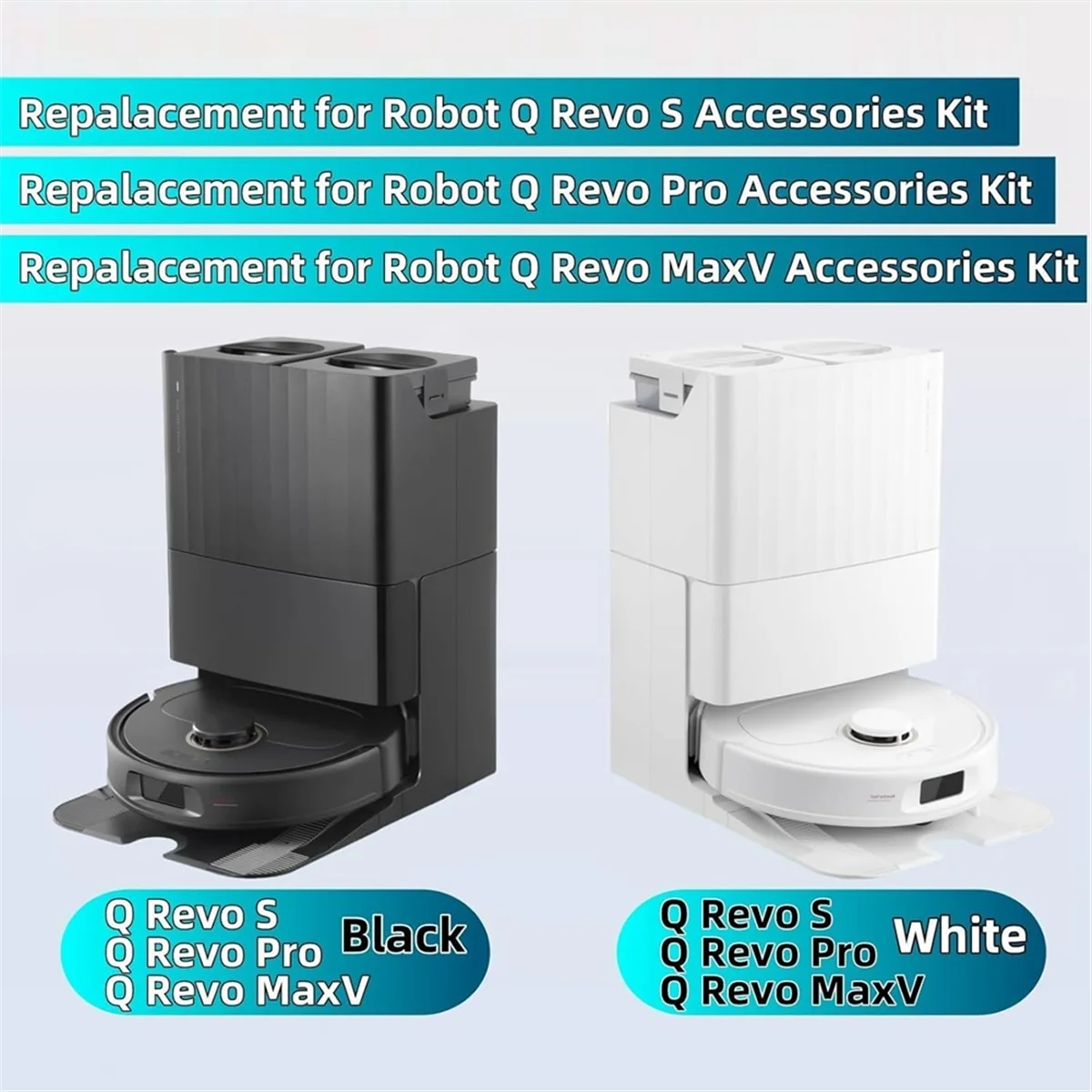 Accessories Kit for Roborock Qrevo S/Qrevo Pro/Qrevo MaxV Robot Vacuum Main Side Brush Hepa Filter Mop Cloth Dust Bags