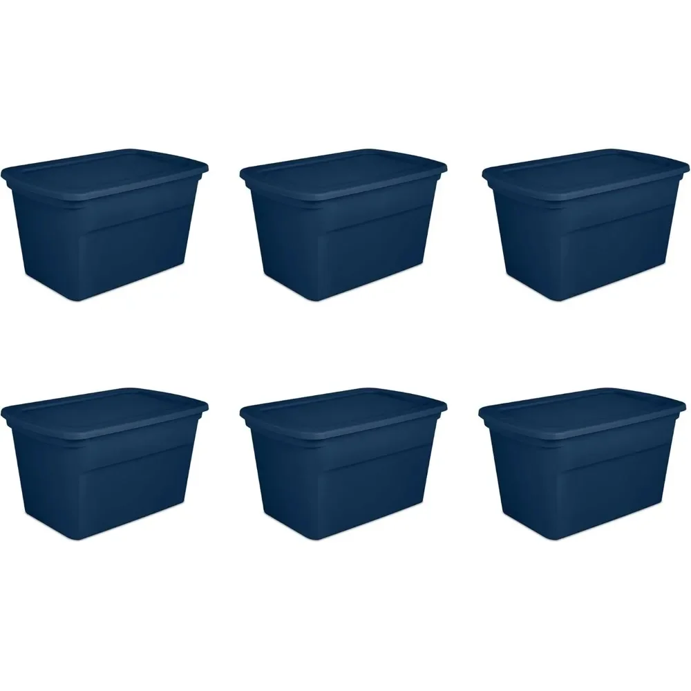 

30 Gal Totes, 6 Pack, Marine Blue, 6 Count，30 1/2" L x 20 1/4" W x 17 1/8" H