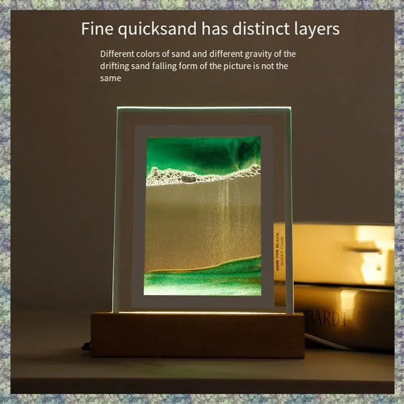 WON Sand Art Moving Night Lamp Craft Quicksand 3D Landscape Flowing Sand Picture Hourglass Gift LED Table Night Light