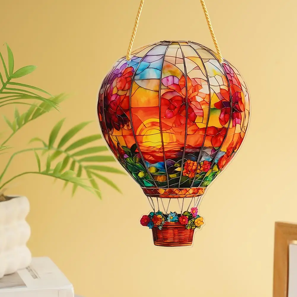 Boosting Atmosphere Hot Air Balloon Sun Catcher For Any Room Acrylic Flat Decoration With Rope