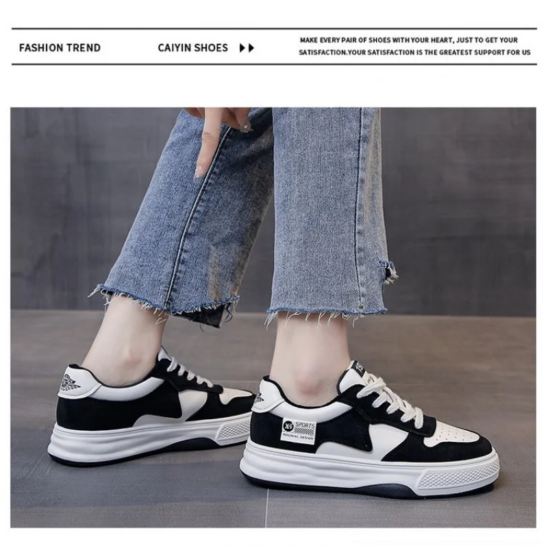 ​2025 New Black & White Geometric Low-Top Sneakers - Breathable Mesh Platform Shoes with Anti-Slip Sole image 6