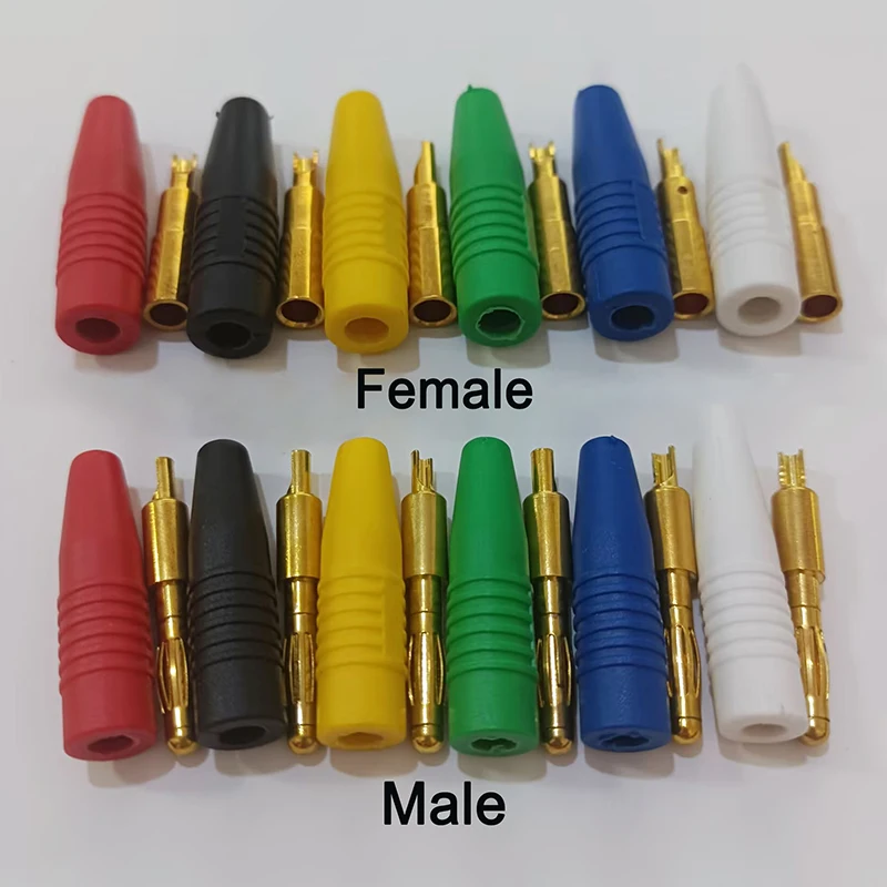 4mm Pure Copper Banana Plug & Socket Set Male Female Solder Type Power Connector Terminal  Multicolor