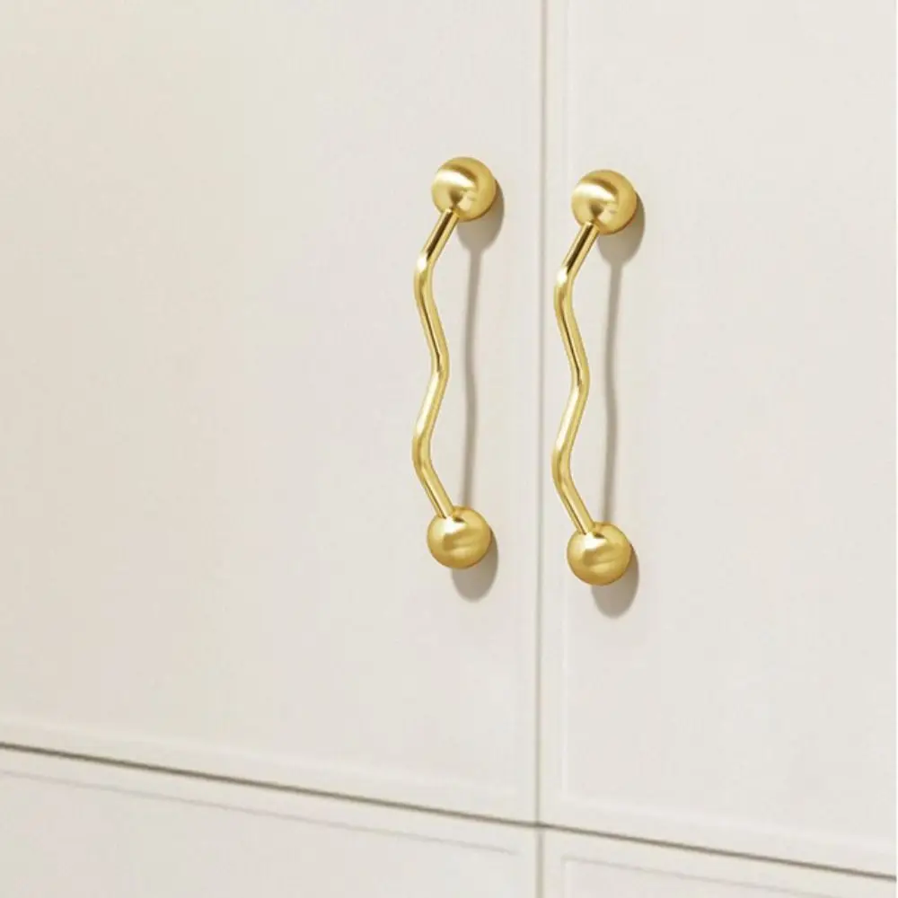 PVD Gold Brass Cabinet Handle Light Luxury Beautiful Drawer Pulls Heavy Duty Solid Handle Cabinet Door Handle Shoe Cabinet