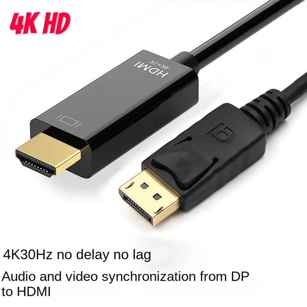 DP to HDMI  4K HD 1.8m Compatible Cable DisplayPort to HD Adapteor for Desktop Laptop PC TV Monitor Projector