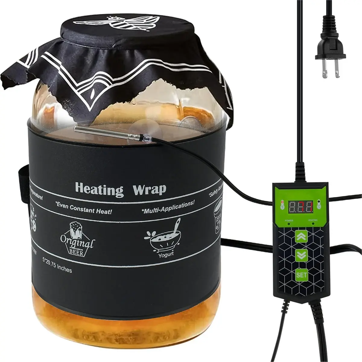 2026 New Kombucha Heating Wrap Even Heating Jar Heater Wrap Waterproof Fermentation Heating Pad Fermentation Heater Wrap US Plug