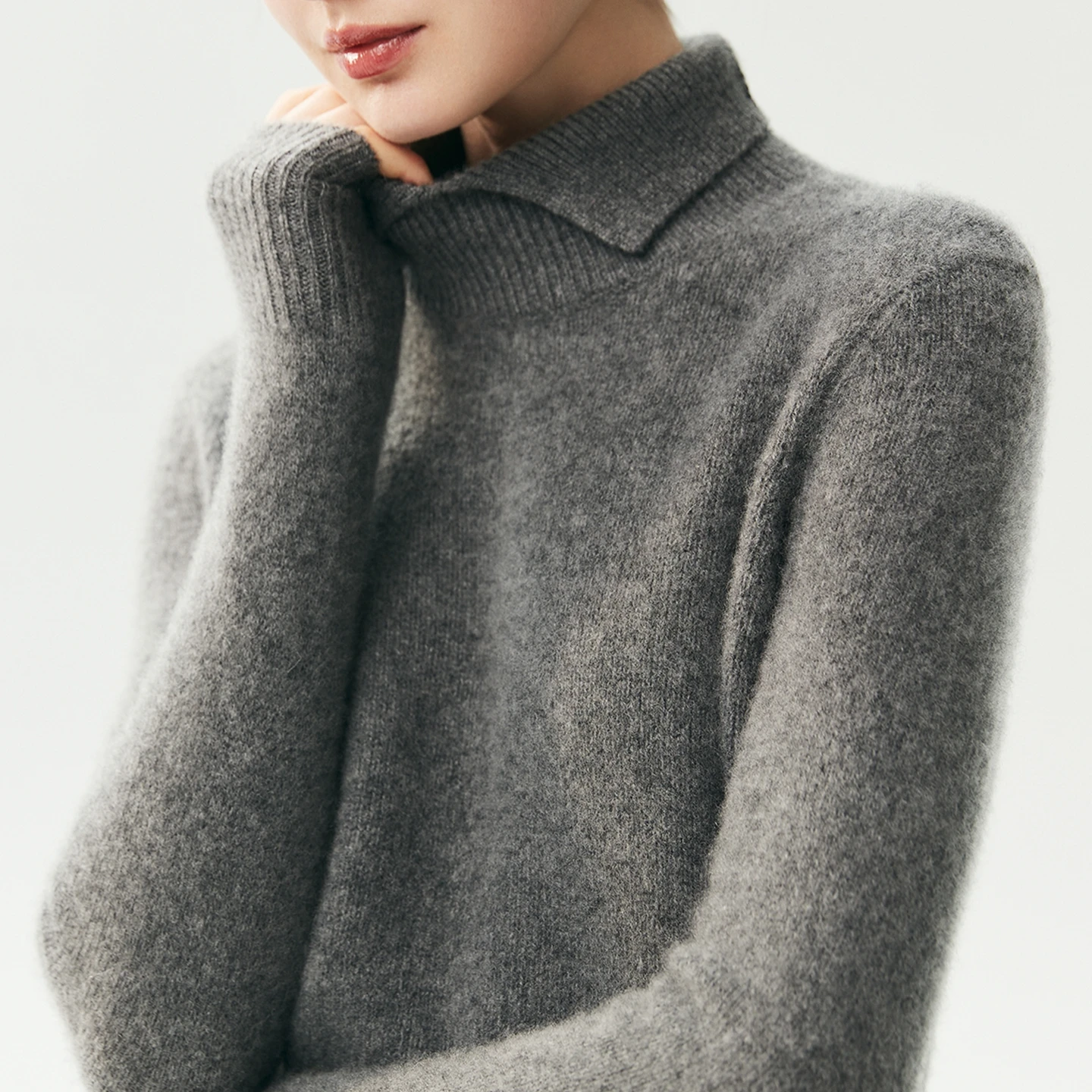 CHICUU Women 100% Cashmere Pullover Sweater Thick Turn Down Collar Long Sleeve Pullover Cashmere Knitwear Autumn Winter Clothes