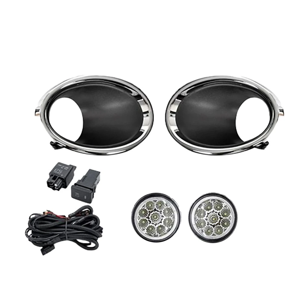 

LED Fog Light Headlight Chrome Fog Lamp Cover Bezel Switch Foglights Assembly for Nissan QASHQAI J11 ROGUE 15-17