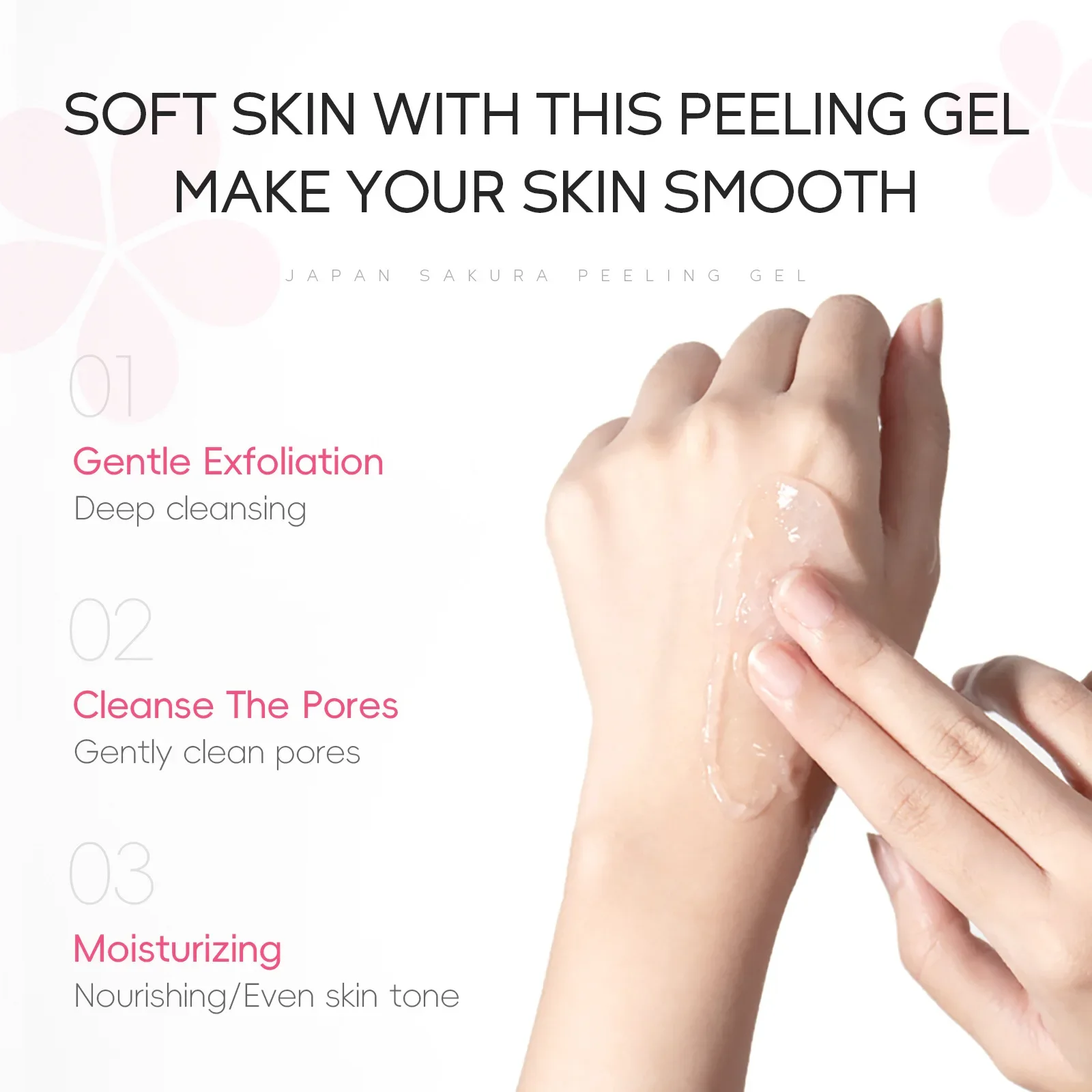 LAIKOU  Sakura Peeling Gel, Deep Cleansing Face Exfoliator, Remove Dead Skin Smooth Skin Gentle Exfoliating Scrub 60g