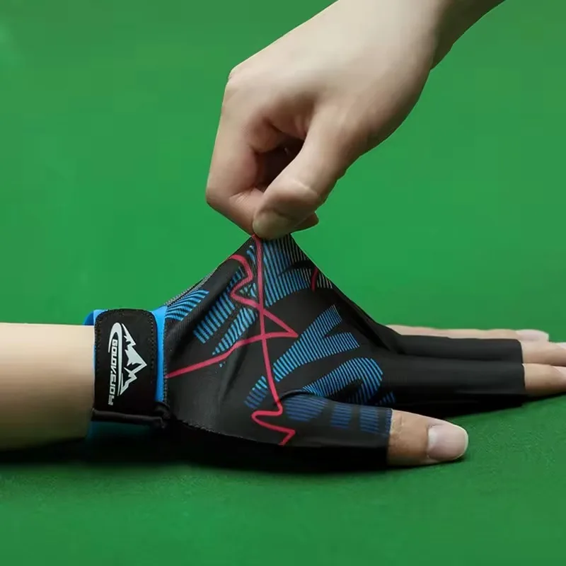 Guanto da biliardo professionale per mano sinistra Guanto da biliardo traspirante in silicone antiscivolo Elasticità Guanto da allenamento per biliardo a 3 dita