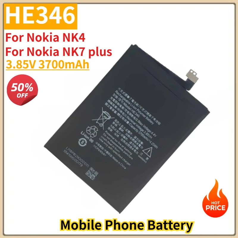 

HE346 High Quality Phone Battery 3.85V 3700mAh For Nokia NK4 / NK7 plus Brand New Replacement Battery