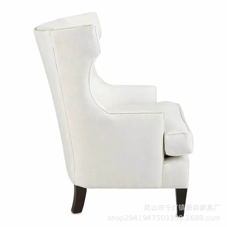 Picture 5: White fabric sofa chair model room buckle soft bag single sofa