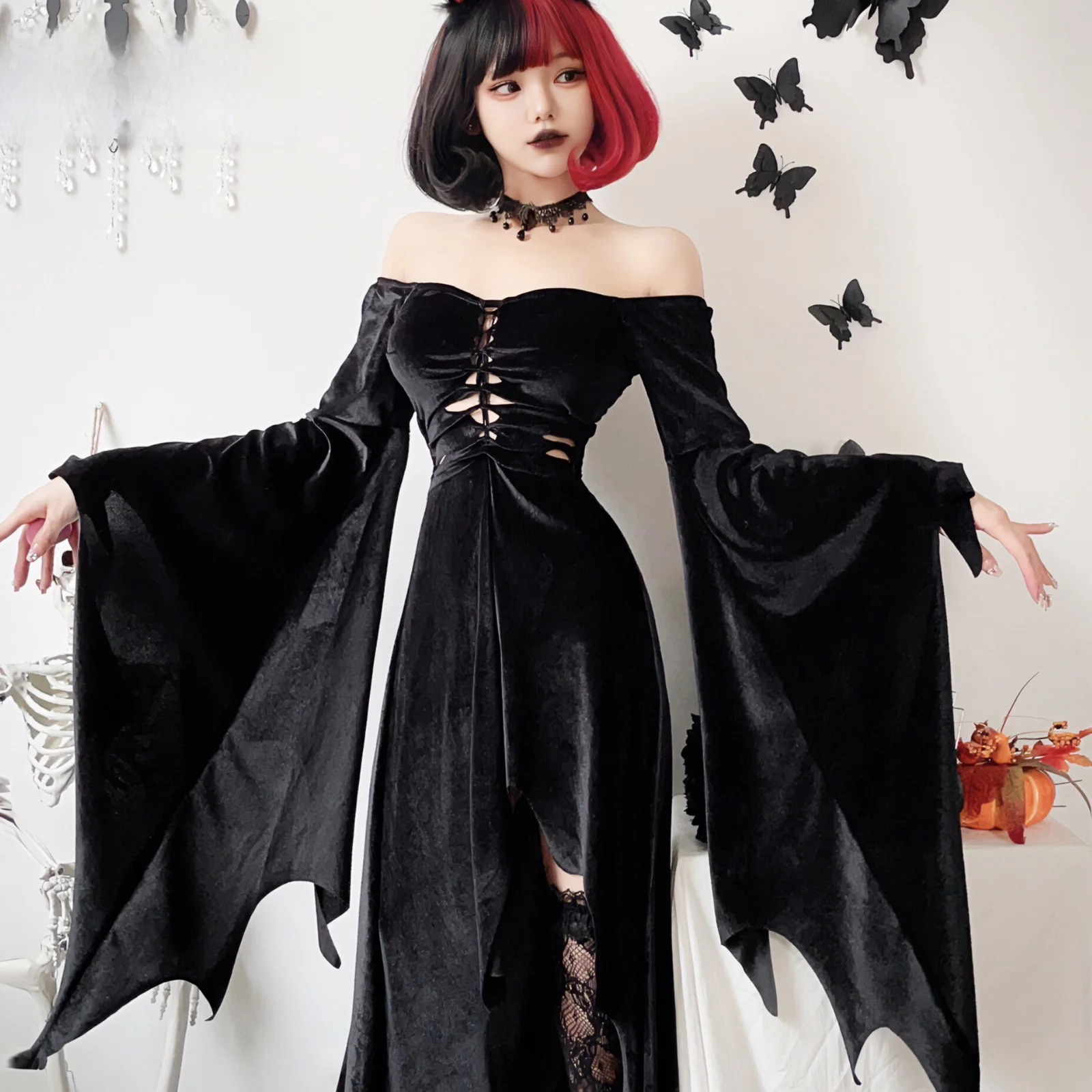 

K Готический костюм на Хэллоуин, длинная юбка ведьмы Death Bla Dr, женский элегантный этнический сценический костюм Dr