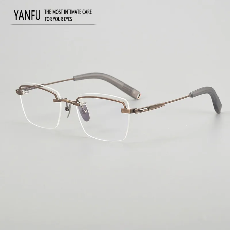 Business Pure Titanium Brilmontuur Vierkante Brillen Frames Retro Optische voor Mannen Vrouwen Mode Lezen Bijziendheid Brillen 141mm