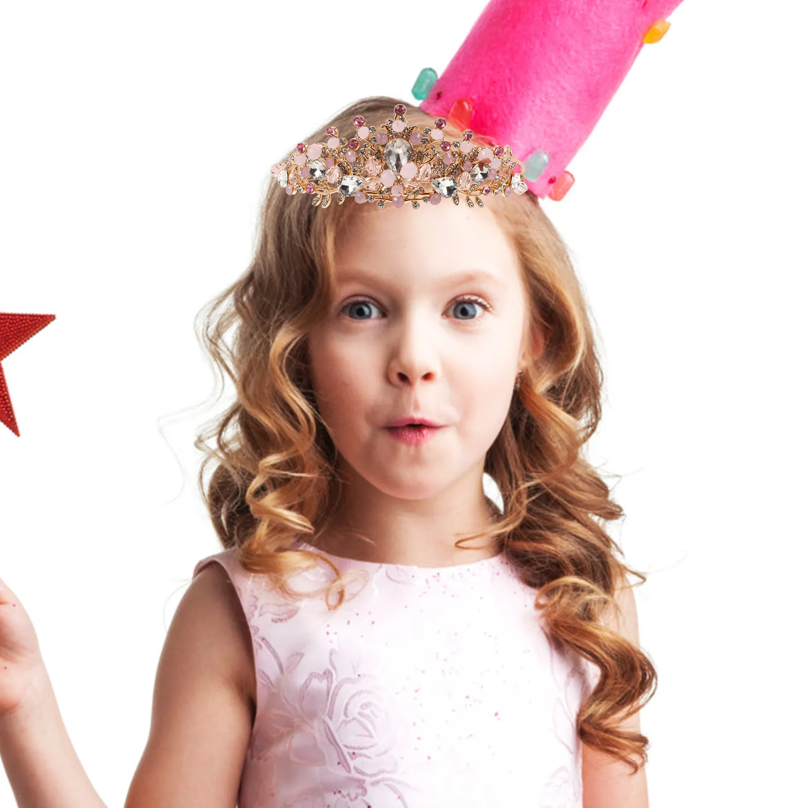 

1Pcs Kids Crown Headdress Elegant Crystal Hairband Party Hair Ornament Girls Headwear Children Hair Accessories Birthday Wedding