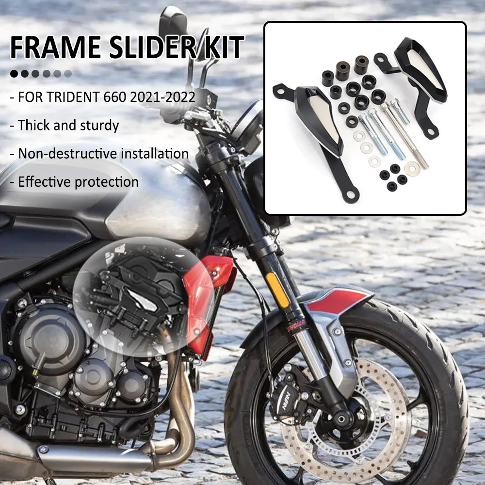 Motorcycle Engine Guard Anti Crash Drop Frame Fixation Slider Kit Falling Protection Cover FOR Trident 660 Trident660 2021 2022