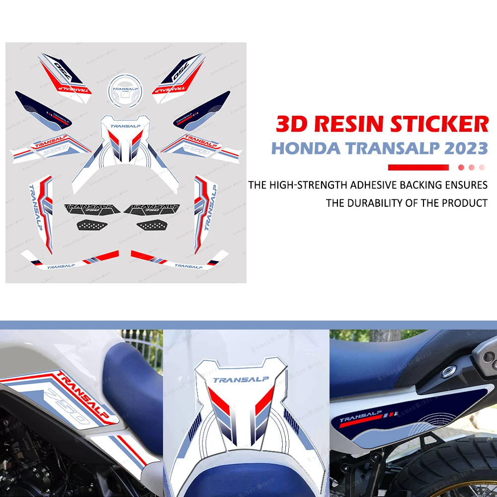 Motorcycle Fuel Tank Pad Sticker Waterproof Scratch-Resistant 3D Resin Protective Sticker Kit For Honda Transalp XL 750 2023