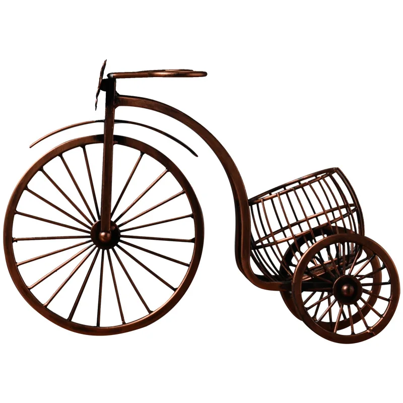 Anti-rust wrought Iron metal electroplated creative golden black tricycle wagon wine rack for house decoration home decor