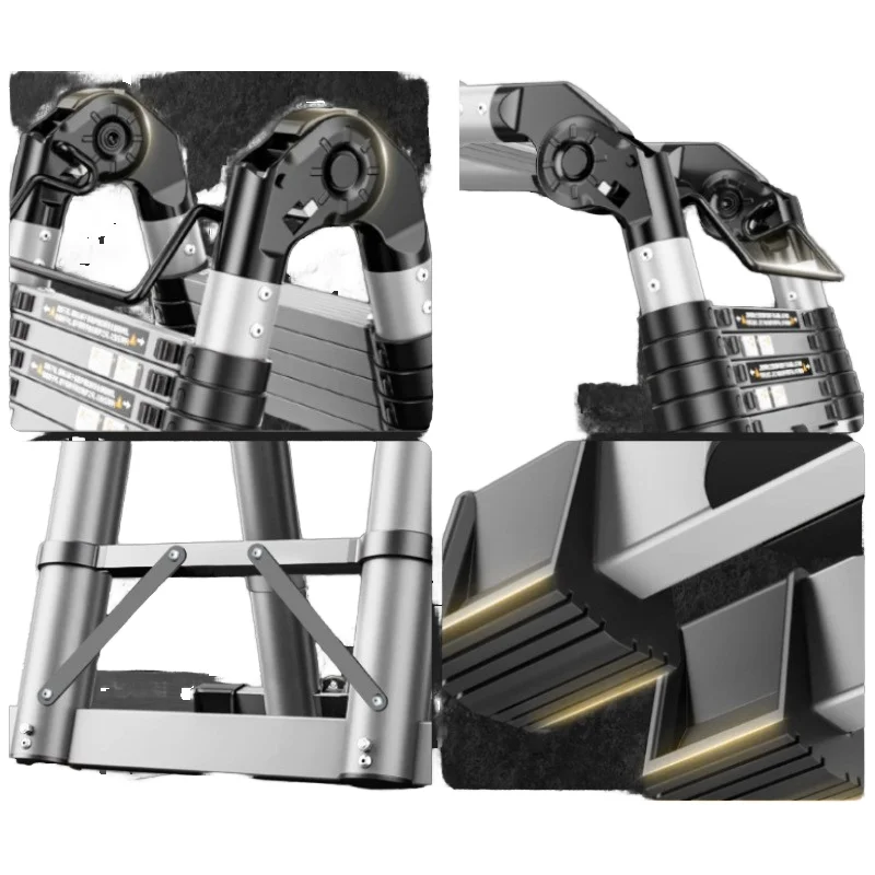 Dual-Purpose Rvs Telescopische Ladder Visgraat Bamboe Lift Trap Multifunctionele Opvouwbare Huishoudelijke Ladder Thuis