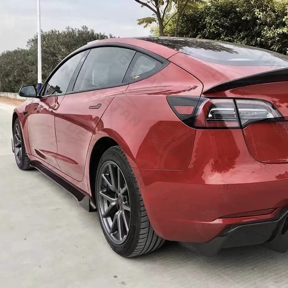 V-образный стиль, высококачественная боковая юбка из углеродного волокна, боковой бампер для модели 3.