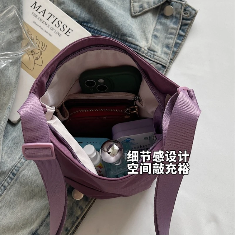 Custom Logo/Design Bucket Tote Bag Adjustable Shoulder Strap Nylon Crossbody Bag Mini Casual Daily Work Shopping Bag for Women view 6