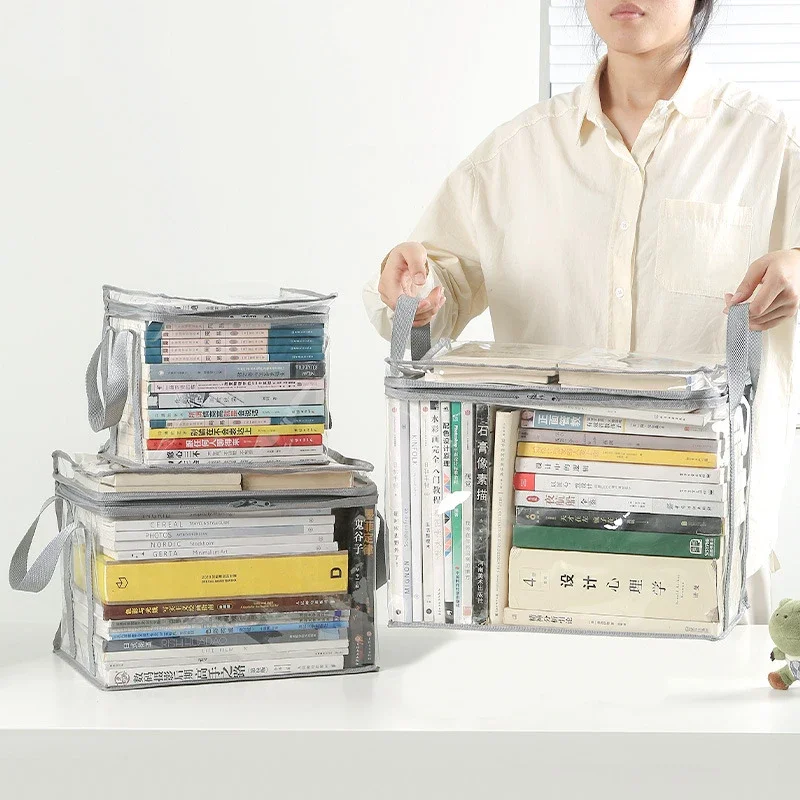 Foldable Book Box, Student Dormitory Classroom Book Organizer, Transparent Waterproof Home Book Storage Box