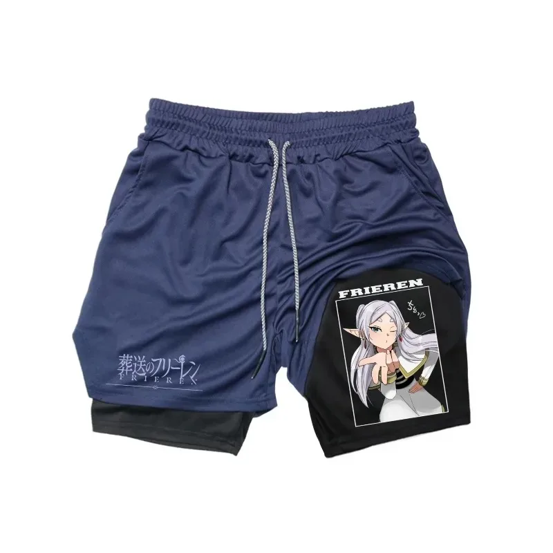 Men's 2-in-1 Running Compression Shorts Training Gym Sportswear Summer Workout Shorts Pockets Comfortable Elastic Double Deck