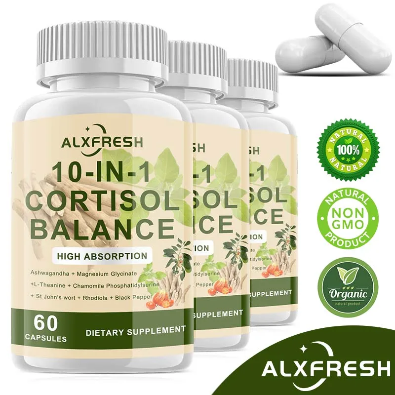 Cortisol Capsules Support Lower Cortisol Levels Relieve Stress Improve Mood and Sleep Quality Increase Energy Reduce Fatigue