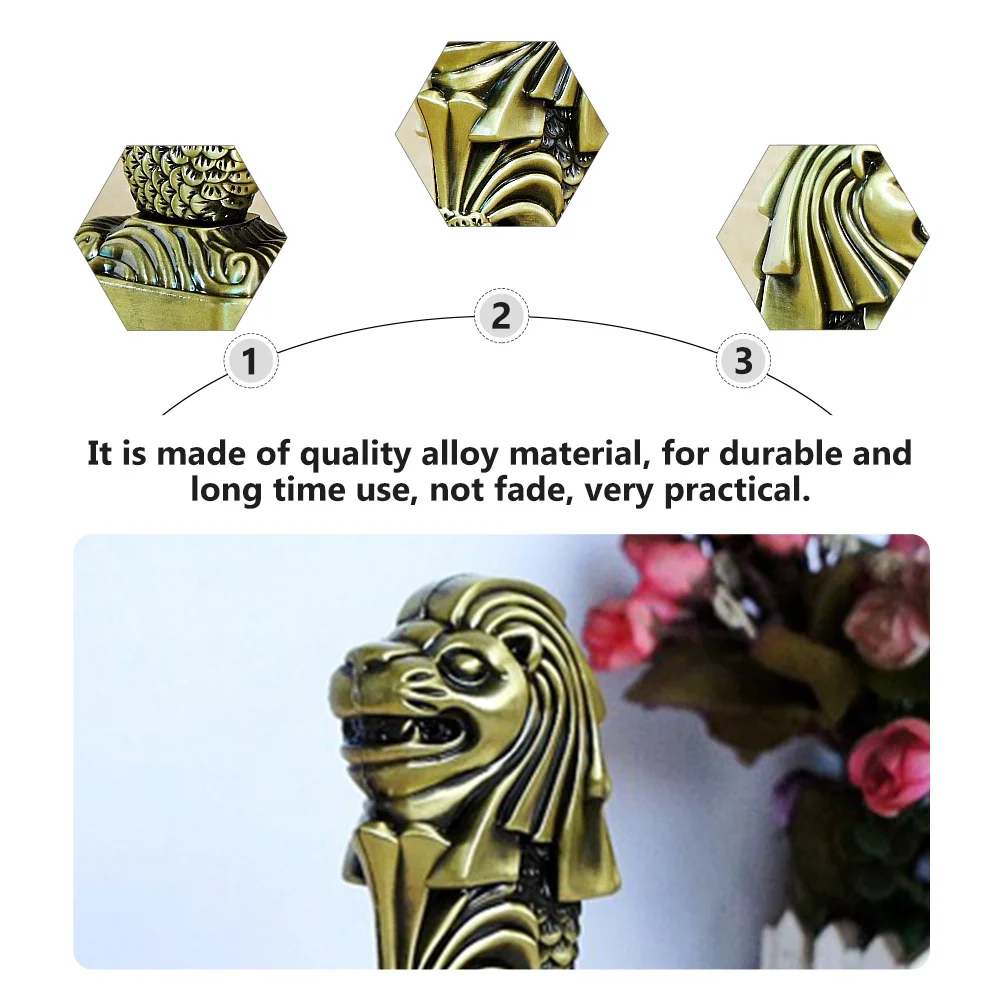 

Alloy Merlion Bronze Desktop Ornament For Home Living Room Study Decoration Household Adornment Decorative Artware Metal Craft