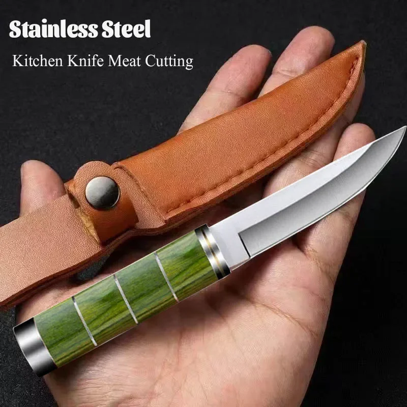 WXCOO Multi-purpose Steak Knife Stainless Steel Boning Knife Mongolian Hand Meat Knife with Cover BBQ Roasted Whole Lamb Knife