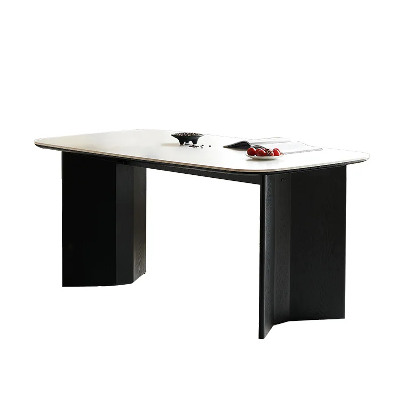 Tongyu special rock plate dining table and chairs group small apartment household retro cream style rectangular table full suppo