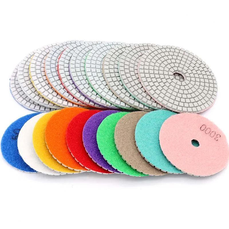 3In/4In 50-3000Grit Diamond Polishing Pads Wet/Dry Granite Stone Concrete Sanding Grinding Discs 80mm/100mm Hook&Loop Backed