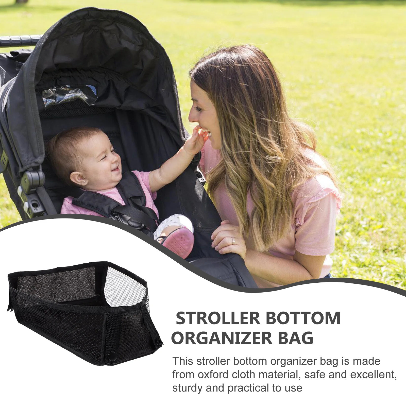 Mesh Bag Baby Stroller Bottom Pouch Storage Bags Toy Black Organizer for