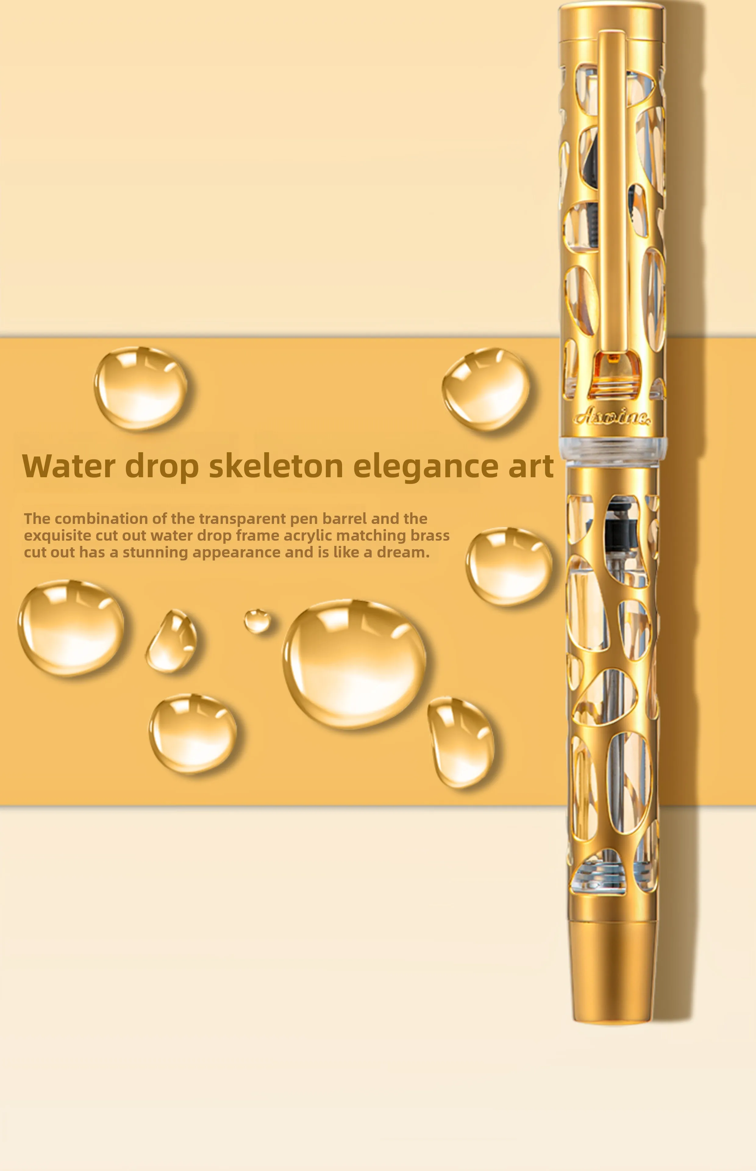 1 قطعة Asvine M169 الاكريليك بالقطارة قلم حبر هيكل عظمي معدني شفاف القلم ، الكبار الأعمال الراقية الهدايا هدايا العيد