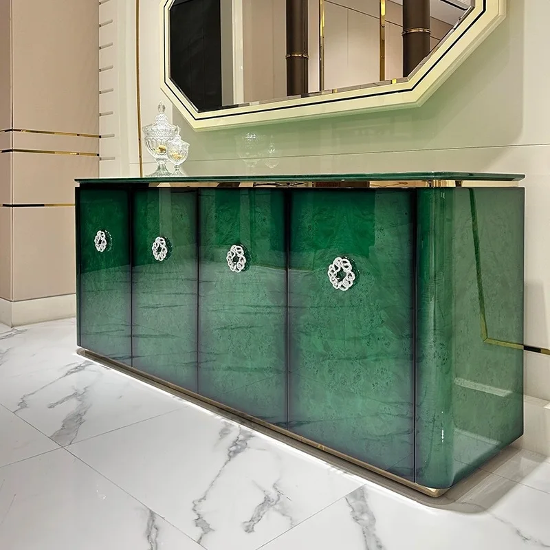 Italian light luxury solid wood dining side cabinet paint luxury villa large flat floor entrance entrance bucket cabinet locker